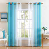 1 x RAW Customer Returns MIULEE Set of 2 Voile Curtains Two-tone Curtain with Eyelets Transparent Curtain Eyelet Curtain Window Curtain Translucent for Bedroom, 140 x 175 cm, Water Blue - RRP €27.99