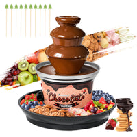 1 x RAW Customer Returns Huanyu Huanyu 3-Tier Mini Chocolate Fountain Machine 10 Bamboo Skewers Removable Tray 450g Chocolate Fondue Fountain for Party Birthday Wedding Chocolate Nacho Cheese BBQ Sauce Liqueurs Black  - RRP €59.5