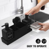 1 x RAW Customer Returns Dishwashing liquid and soap dispenser kitchen set with sponge holder brush, dishwashing liquid dispenser kitchen black, soap and dishwashing liquid dispenser set kitchen gadget sink organizer with soap dispenser   - RRP €29.5