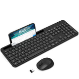 1 x RAW Customer Returns Wireless Keyboard and Mouse, 2.4 GHz Ultra-thin Quiet Full-size Set, Ergonomic with 18 Function Keys for Linux, Windows, iOS - German QWERTZ Layout - RRP €36.71