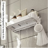 1 x RAW Customer Returns YUHIAKE bathroom shelves without drilling 2 pieces, shower shelf with 6 removable hooks, bathroom shelf, bathroom shelves sink, wall shelf for bathroom toilet kitchen, white - RRP €18.95