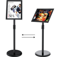 2 x RAW Customer Returns FoxRose information stand DIN A3 420x297mm height adjustable stainless steel information stand customer stopper poster stand presentation stand advertising stand silver  - RRP €90.68