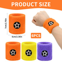 6 x Brand New Pack of 6 children s sports wristbands, football colourful sweatband children s arm, children s sports wristbands for football, basketball - RRP €39.24