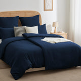 1 x RAW Customer Returns WAVVE bed linen 135x200 4-piece blue - duvet covers 135 x 200 set of 2 with pillowcases 80x80 cm, bed linen sets 135x200cm made of microfiber with zipper soft, dark blue - RRP €35.03