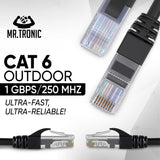 1 x RAW Customer Returns Mr. Tronic Outdoor Waterproof 30m Ethernet Network Cable Cat 6, LAN Network Cable with RJ45 Connectors for Fast Reliable Internet, AWG24 Patch Cable Cat 6 1 Gbps UTP CCA 30 Meters, Black  - RRP €19.24