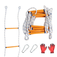 1 x RAW Customer Returns Fire Rescue Ladder 10m, Emergency Escape Rope Ladder with Carabiner and Gloves for 3-4 Storey Home, Balcony and Railing, Weight Capacity Up to 300kg by Poweka - RRP €123.98