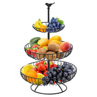 1 x RAW Customer Returns Hossejoy Fruit Basket, 3 Tier Fruit Basket for More Space on the Countertop, Fruit Bowl Snack Display Stand, Perfect for Fruit, Vegetables, Snacks, Household Items Black  - RRP €22.18