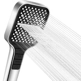 1 x RAW Customer Returns VEHHE shower head water saving, 7 jet types shower head rain shower with stop button, one-hand adjustment and anti-jam silicone nozzle, large shower head pressure increasing silver  - RRP €18.62