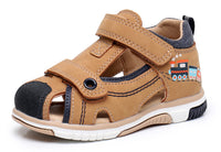 1 x RAW Customer Returns Apakowa Kids Sandals Durable Children Summer Shoes Boys Adjustable Closed Toe Shandal with Arch Support Color Camel, Size 25  - RRP €24.0