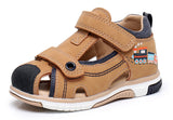 1 x RAW Customer Returns Apakowa Kids Sandals Durable Children Summer Shoes Boys Adjustable Closed Toe Shandal with Arch Support Color Camel, Size 25  - RRP €24.0