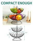 1 x RAW Customer Returns DUSENHO Fruit Etagere 2 Tier Fruit Bowl Fruit Basket for More Space on the Worktop Vegetable Basket Made of Metal Kitchen Decoration Fruit Bowls for Fruit and Vegetables - RRP €27.99