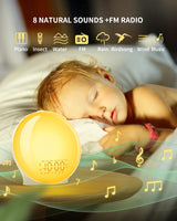 1 x RAW Customer Returns Light alarm clock daylight alarm clock full screen wake up light, sunrise sunset simulation, 2 alarms, 14 color lights with 8 nature sounds, 20 brightness snooze function, FM radio for adults and children - RRP €38.3