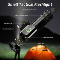 1 x RAW Customer Returns Wind Moon Mini LED Flashlight Type-C Rechargeable Extremely Bright 5000 Lumens, 5 Lighting Modes IPX5 Portable Tactical Waterproof Flashlight with Magnet Tail, Suitable for Camping Hiking Emergencies - RRP €21.99