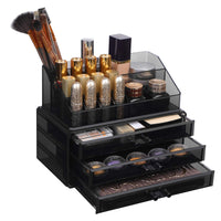 1 x RAW Customer Returns SONGMICS Large Acrylic Cosmetic Organizer, Makeup Case with 6 Drawers, for Palette, Brush, Foundation, Lipstick, Nail Polish, Hairpins, Black JKA009BK - RRP €35.99