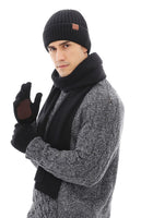 10 x Brand New YULOONG Winter Beanie Hat Scarf Touchscreen Driving Gloves 3 in 1 Set for Men Women Ribbed Knit Black - RRP €299.9