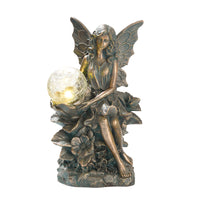 1 x RAW Customer Returns TERESA S COLLECTIONS Garden decoration for outdoors Elves garden figures for outdoors, solar glass balls lighting 25 cm angel statue made of polystone garden solar figures fairies fairy figure mother daughter gift - RRP €35.44