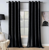 1 x RAW Customer Returns MIULEE Black Velvet Living Room Curtains with Eyelets, 2 Pieces Winter Velvet Curtains 140x260 CM W x H , Thermal Velvet Curtains for Bedroom, Soft Velvet Room Curtain - RRP €55.45