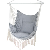 1 x RAW Customer Returns Hammock Chair Large Hammock Swing, 110 x 150cm Load 150kg, Cotton Hanging Chair Hardwood Spreader Bar Wide Seat Swing Chair - RRP €36.97