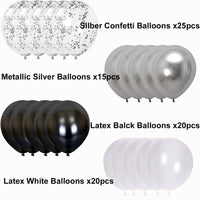 7 x Brand New Gxhong Pack of 80 Balloons Silver White Black Matellic Balloons Silver Confetti Balloons Latex Balloons Helium Colorful Balloons for Wedding Girls Boys Birthday Party Decoration Silver  - RRP €84.7