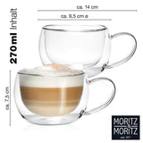 1 x RAW Customer Returns Moritz Moritz double-walled tea glasses 2 x 270 ml tea glasses with handle - double-walled tea glasses, coffee glasses, thermal glasses glass - dishwasher safe - RRP €18.14