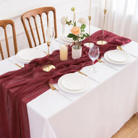 1 x RAW Customer Returns AOKSUNOVA Table Runner Muslin Bordeaux Red 80cm x 4m Table Runner Cheesecloth Wedding Washable Wine Red - RRP €20.16