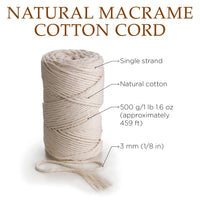 2 x Brand New MB Cordas Macrame Yarn 3mm Cotton Yarn 140m Natural Cotton Cord - Natural Cotton Cord Cotton Rope for Macrame, Wall Feathers, Wall Hangings, Plant Hangers - RRP €33.98