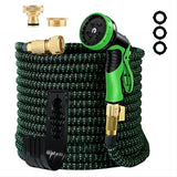 1 x RAW Customer Returns Flexible Garden Hose Expandable Water Hose with 10-Spray Adapter Made of Brass Hanger Irrigation Gardening Retractable Heavy Duty Hose 4-Layer Latex Core Connector 45M, Green  - RRP €54.14