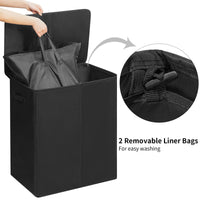 1 x RAW Customer Returns Chrislley 154L laundry basket with lid, laundry collector 2 compartments with lid and 2 laundry bags, laundry sorter large XXXL for bedroom, laundry room, closet, bathroom, college black  - RRP €36.99