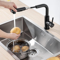 1 x RAW Customer Returns Lonheo Kitchen Faucet Black, High Pressure Kitchen Faucet with Extendable Shower, Stainless Steel Mixer Tap Kitchen Sink Faucet with 2 Types of Water Steel Dish Sprayer - RRP €42.84