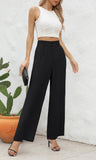 1 x RAW Customer Returns BEIGAI Women s Pants Summer Casual High Wasited Wide Pants Elegant Comfortable Pants with Pockets, Black, XL - RRP €34.99