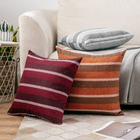 1 x RAW Customer Returns MIULEE Set of 2 Stripe Cushion Covers Pillow Case Linen Look Sofa Cushion Decorative Pillow Cover Throw Pillow Decorative Couch Cushion Cover for Sofa Office Couch Bedroom Living Room 50 x 50 cm Orange - RRP €19.99