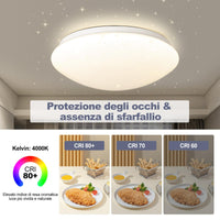 1 x RAW Customer Returns DIHUA LIGHTING LED ceiling light 30cm 24W starry sky bedroom dimmable lamp with remote control Round ceiling lighting, for living room kitchen dining room corridor home office - RRP €34.42