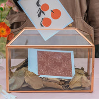 1 x RAW Customer Returns NCYP 32cm Large Rose Gold Geometric Glass Card Box with Slot and Heart Lock, Transparent Terrarium for Wedding Reception, Party Centerpiece Gift Glass Box and Lock Only  - RRP €56.99