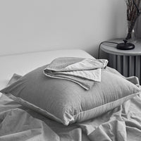 1 x RAW Customer Returns SOULFUL bed linen 135x200 cotton 4 pieces, bedding sets smoke grey with zipper, similar texture to stone washed linen, contains 2 duvet covers 135x200 and 2 pillowcases 80x80 - RRP €69.56