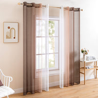 1 x RAW Customer Returns MIULEE Sheer Polyester Voile Curtains Eyelet Shaded for Living Room Bedroom Bathroom Kitchen Child s Room Window Curtain Balcony Home with 2 Panels 140X245CM Light Brown - RRP €29.99