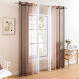 1 x RAW Customer Returns MIULEE Set of 2 Voile Curtains Two-tone Curtain with Eyelets Transparent Curtain Eyelet Curtain Window Curtain Translucent for Bedroom, 140 x 215 cm, White Light Coffee - RRP €31.24