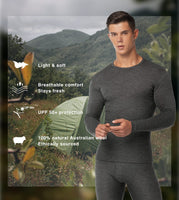 1 x RAW Customer Returns LAPASA Men s 100 Merino Wool Thermal Underwear Set, Premium Merino Wool Undershirt Underpants, Thermal Functional Underwear M126, Black Extra Warm M126 , XL - RRP €90.74