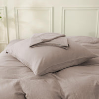 1 x RAW Customer Returns SOULFUL double muslin bed linen 220x240 cotton, bed linen sets 1 set duvet cover with 2 pillowcases 80x80 cm, OEKO-TEX bed linen champagne pink with zipper - RRP €80.66