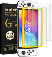 1 x RAW Customer Returns ivoler 2 pieces matt anti-reflective protective film for Nintendo Switch OLED, anti-reflective tempered glass with positioning aid anti-glare low reflection anti-scratch bubble-free 9H hardness  - RRP €11.09