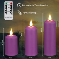 1 x RAW Customer Returns yunsheng Rechargeable LED Candles with 10-Key Remote Control, Outdoor Waterproof Flameless Candles with 6 8H Timer, Roman Pillar Candles in a Set of 6 5.1x10.5 14 16.5cm , Purple, Type-C - RRP €21.02