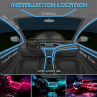 1 x RAW Customer Returns Sunshine smile interior lighting car, 6M 5 in 1 RGB interior lighting, 12V LED atmosphere light, app controllable, multi-colored ambient lighting, strips, neon - RRP €25.61