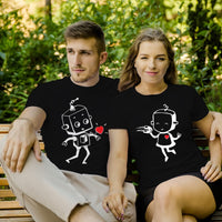 1 x Brand New VIVAMAKE Couple Partner T Shirt Robots II Love for men black size 3XL - RRP €23.26