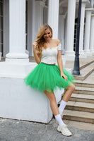 1 x RAW Customer Returns bridesmay women s tulle skirt petticoat underskirt short ballet tutu 50s rockabilly tutu mini skirt carnival costume crinoline green M - RRP €25.99