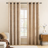 4 x Brand New MIULEE Indoor Bedroom Velvet Curtains Gold Printed Window Curtains for Living Room Double Bed Decorations with Eyelets 2 Panels 140X175cm Beige - RRP €156.16