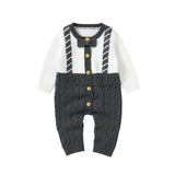 1 x Brand New Borlai Newborn Baby Boy Knitted Romper Long Sleeve Bow Tie and Warm Sweater Set for Winter 0-18M - RRP €22.8