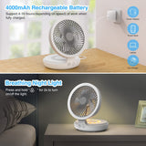 1 x RAW Customer Returns gabless USB Desk Fan, Portable Rechargeable Quiet Table Fan, 4 Speeds Oscillating Desk Fan with Night Light Personal Foldable Cooling Fan Air Circulator - RRP €33.26