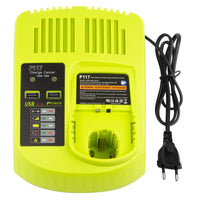 1 x RAW Customer Returns LabTEC P117 Dual Port Battery Charger Replacement for Ryobi 12V-18V One Plus Series, Li-Ion NI-Cd NI-MH Battery Charger for Ryobi BPL-1815 P102 P103 P104 P105 P106 P107 P108 P109 P122 - RRP €26.54