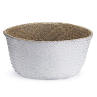 1 x RAW Customer Returns DOKOT Seagrass Basket Flowerpot Natural Basket Woven Laundry Basket With Handle for Plant Toy Storage White  - RRP €26.0