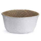 1 x RAW Customer Returns DOKOT Seagrass Basket Flowerpot Natural Basket Woven Laundry Basket With Handle for Plant Toy Storage White  - RRP €23.18