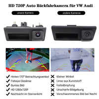 1 x RAW Customer Returns HD 720P Car Rear View Camera for Audi A4L A5 A3 Q3 Q5 RS6 for VW Passat Tiguan Jetta Sharan Lavida Skoda, Car Rear View Camera with Trunk Handle - RRP €47.39